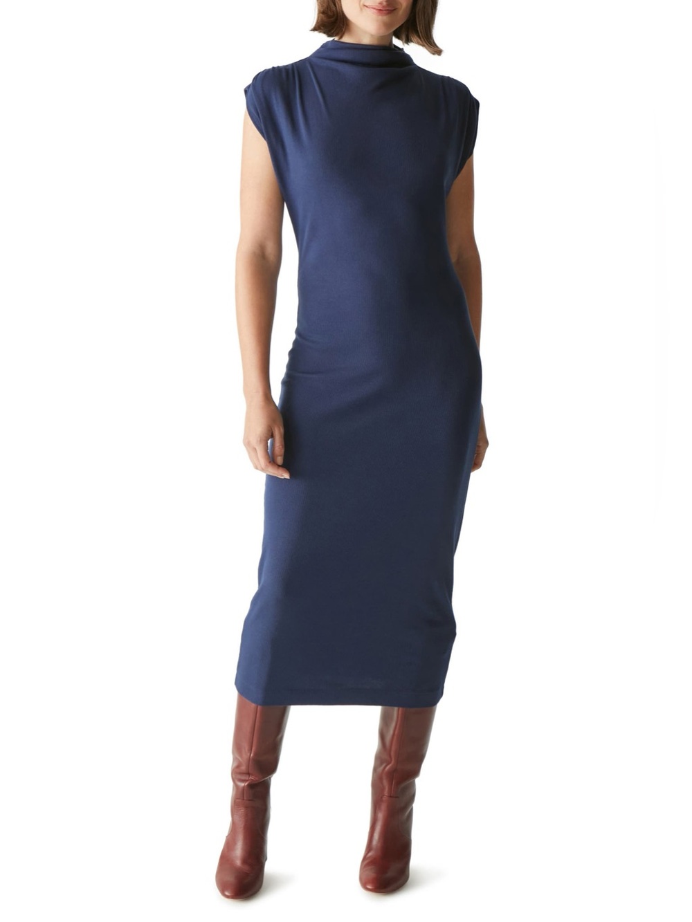 Michael Stars Iolanda Mock Neck Midi Dress Medium